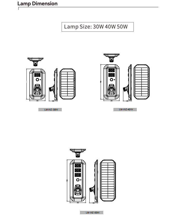 50w all in one solar street light